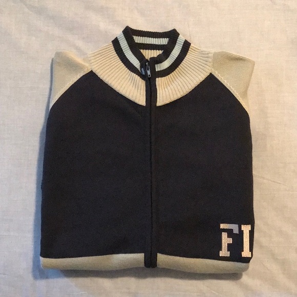 VINTAGE Fiction Design Clothing - FDCO 416 - Navy/Grey Full Zip Sweater - Picture 4 of 6